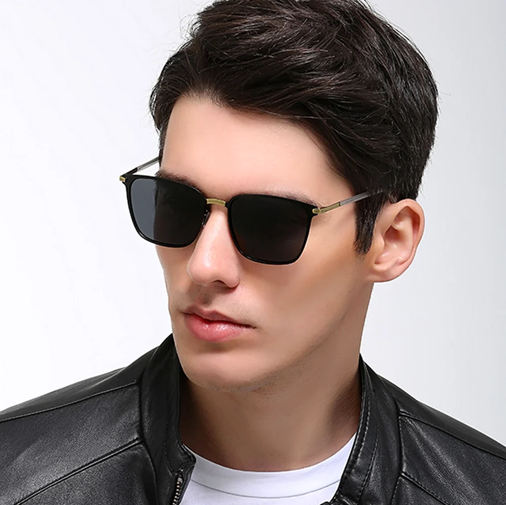 Солнцезащитные мужские очки HDCRAFTER Retro Square Sunglasses