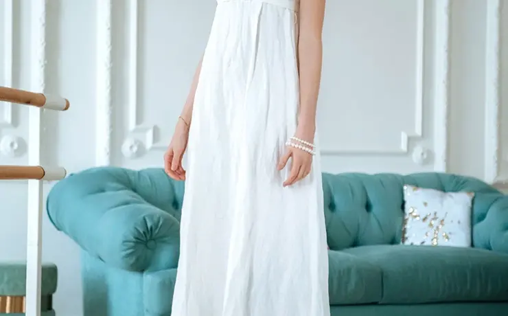 Белое льняное платье uterque