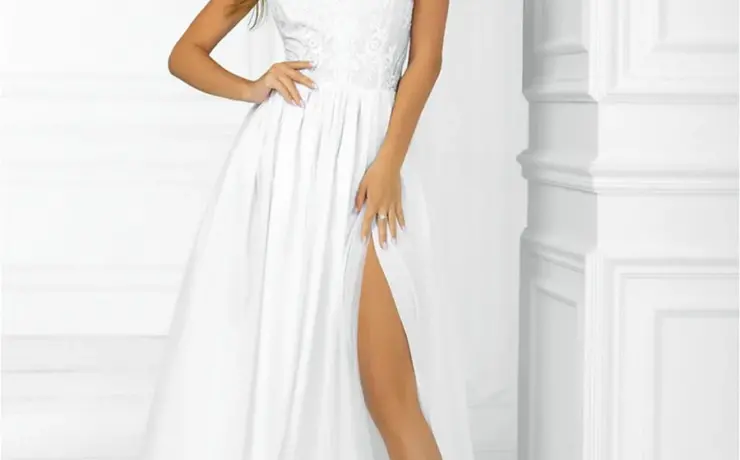 Белое вечернее платье