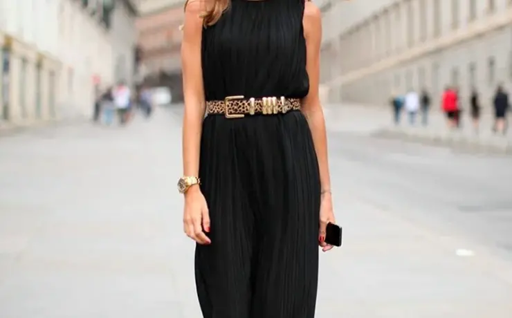 Черное длинное летнее платье