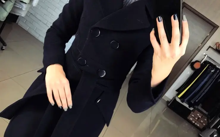 Черное кашемировое пальто женское