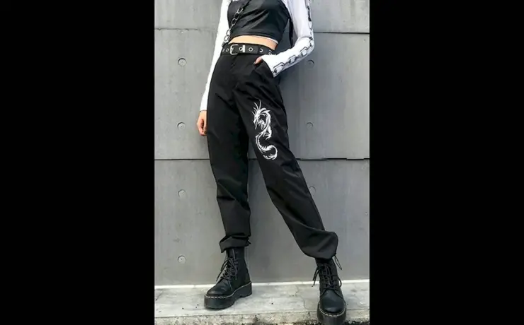 Goth outfit Грандж 2020 корейский штаны