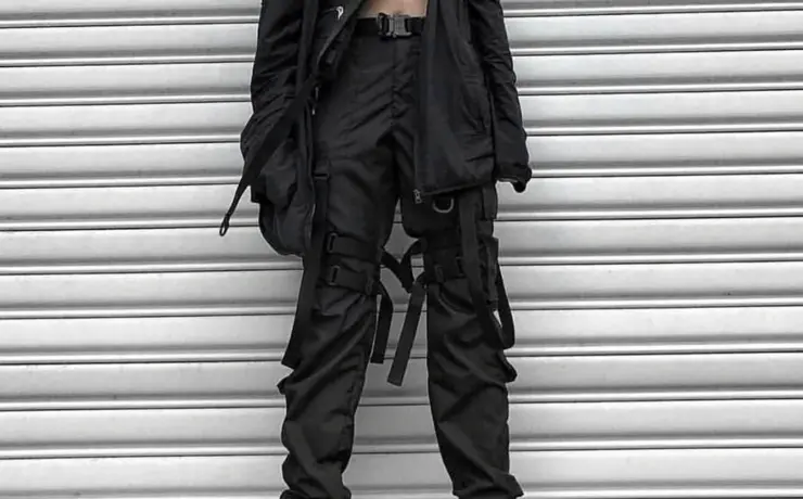 Goth outfit Грандж чёрная корейская одежда