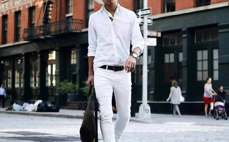 Мужской стиль белые брюки