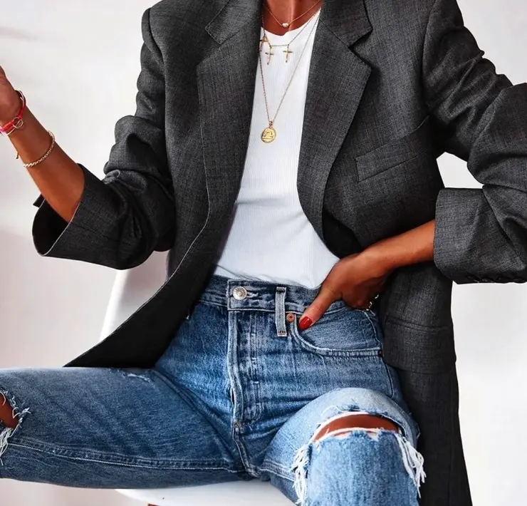 Пиджак с джинсами женский