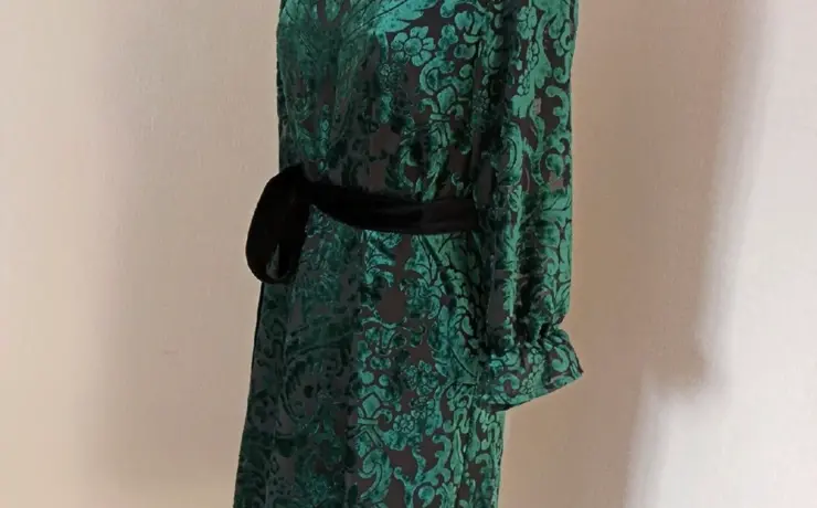 Платье бирюзовое из панбархата на шифоне