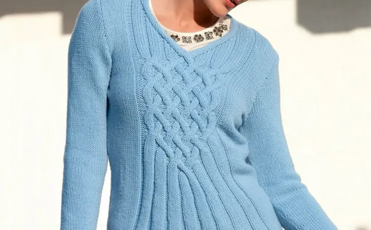 Пуловер женский спицами