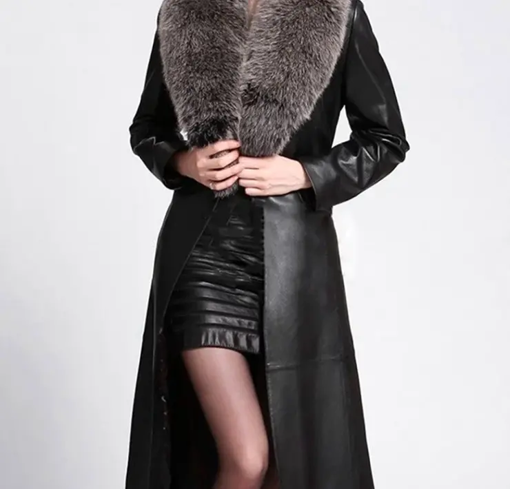 Selin Leather and fur кожаное пальто