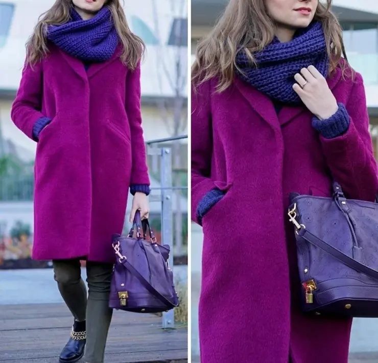 Шарф к фиолетовому пальто