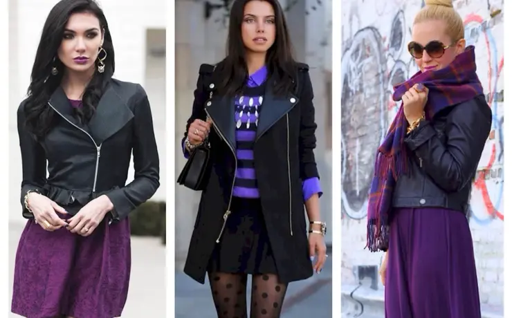 Сочетание черного и фиолетового в одежде