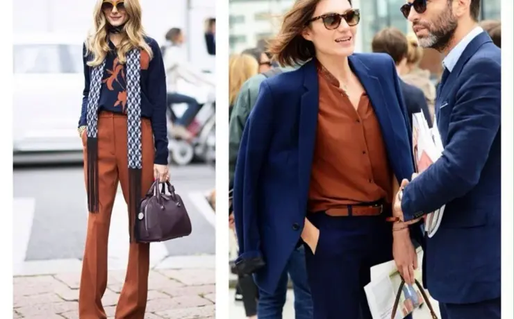 Сочетание синего и коричневого в одежде