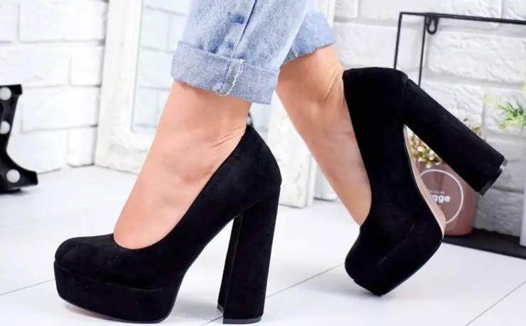 Туфли женские черные на толстом каблуке