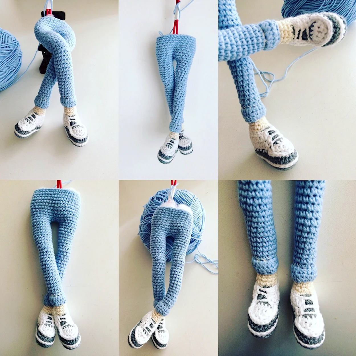 Вязаные джинсы для куклы