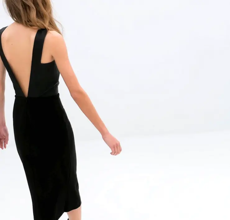 Zara черное платье с открытой спиной