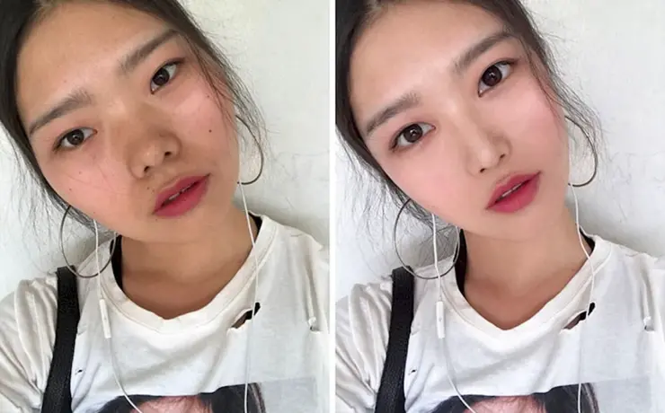 Корейский макияж до и после