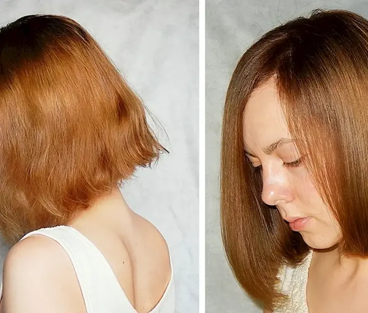 Ламинирование коротких волос до и после